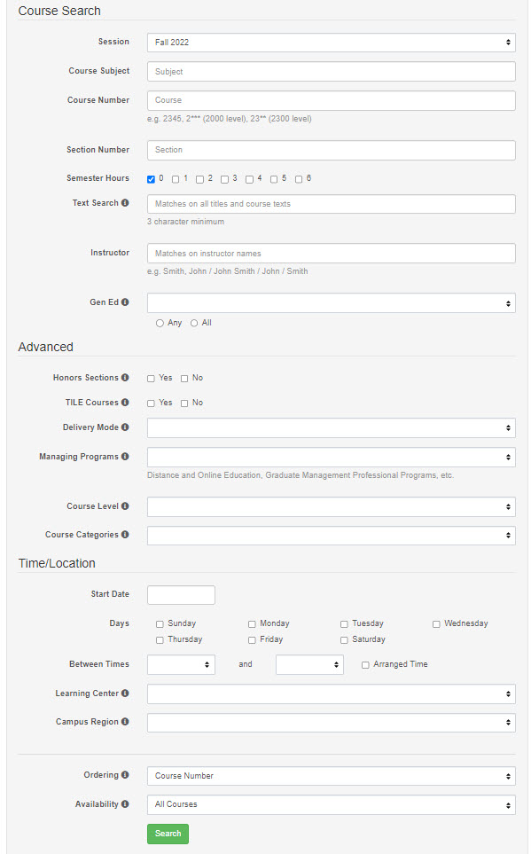 Courses Registration Page MyUI