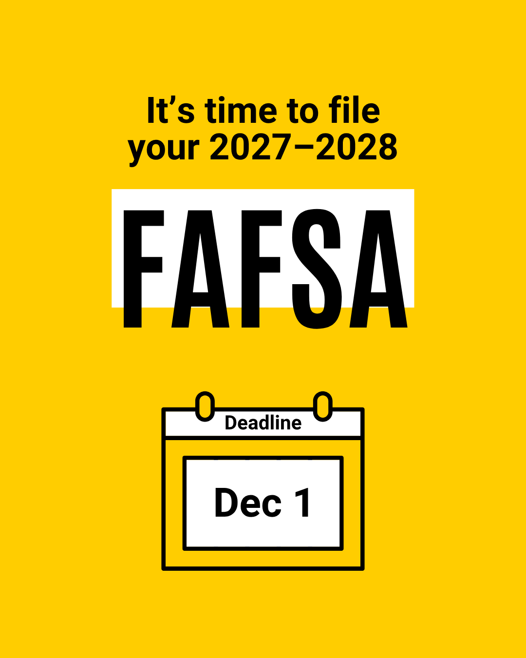 Time to File the FAFSA 2027-28